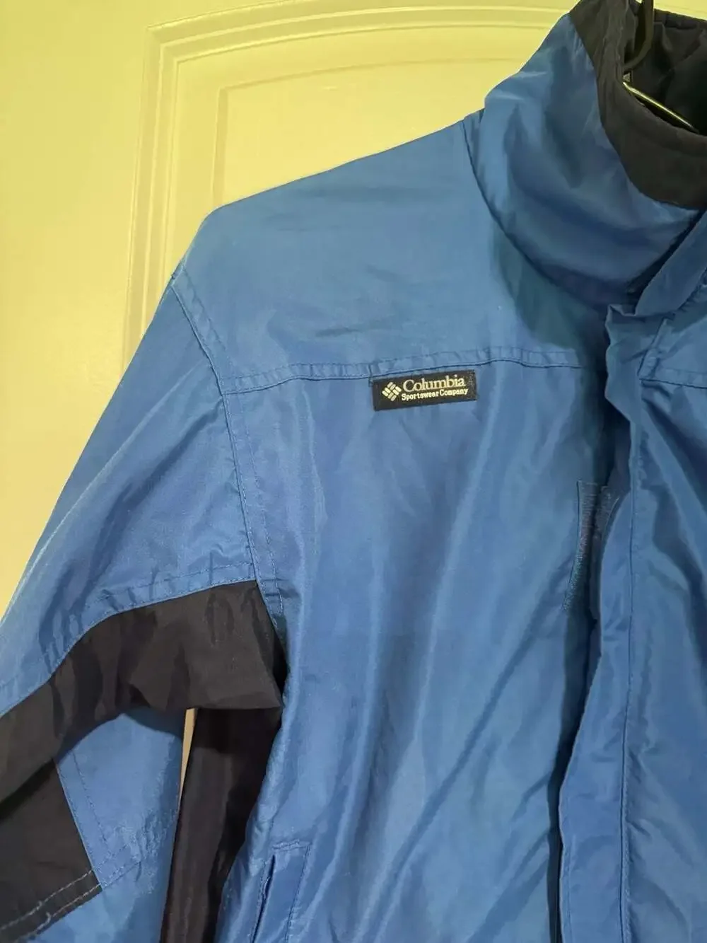 Vintage Columbia Youth Blue Hooded Rain Shell Jacket Gorpcore Size Large
